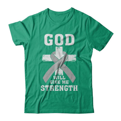 God Will Give Me Strength Grey Gray Cancer Ribbon Gift-T-Shirt & Hoodie-Classic T-Shirt-Kelly Green