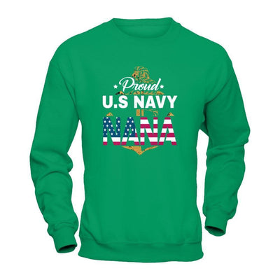 Proud US Navy Nana-T-Shirt & Hoodie-Crewneck Sweatshirt-Irish Green