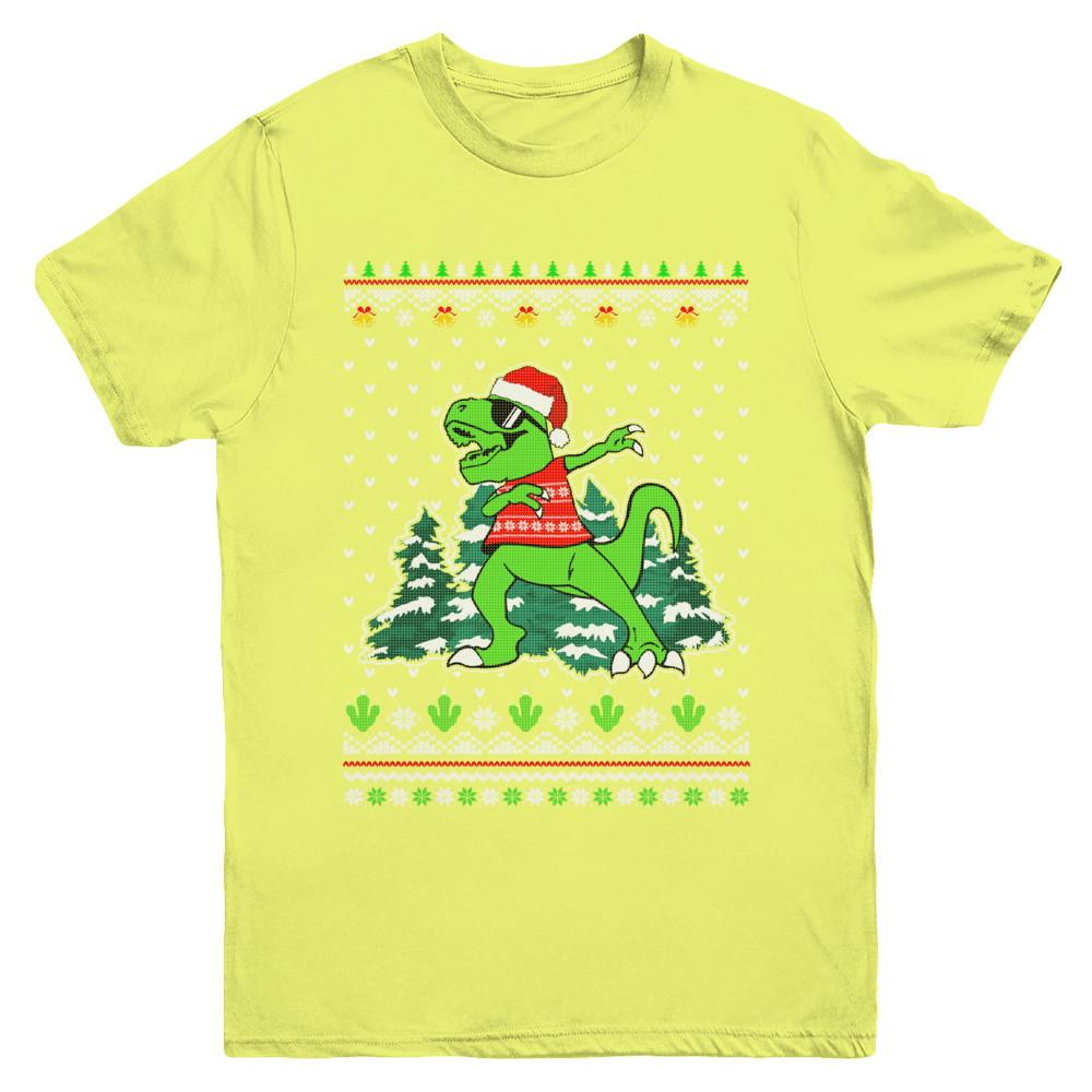 Funny Dab Dabbing Dinosaur Ugly Christmas Sweater Xmas Youth-Youth Shirt-Youth T-Shirt-Daisy