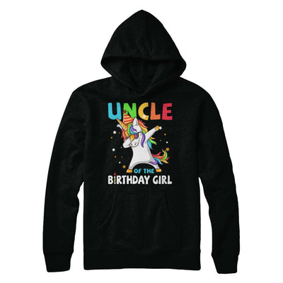 UNCLE Of The Birthday Girl Dabbing Unicorn Party-T-Shirt & Hoodie-Pullover Hoodie-Black