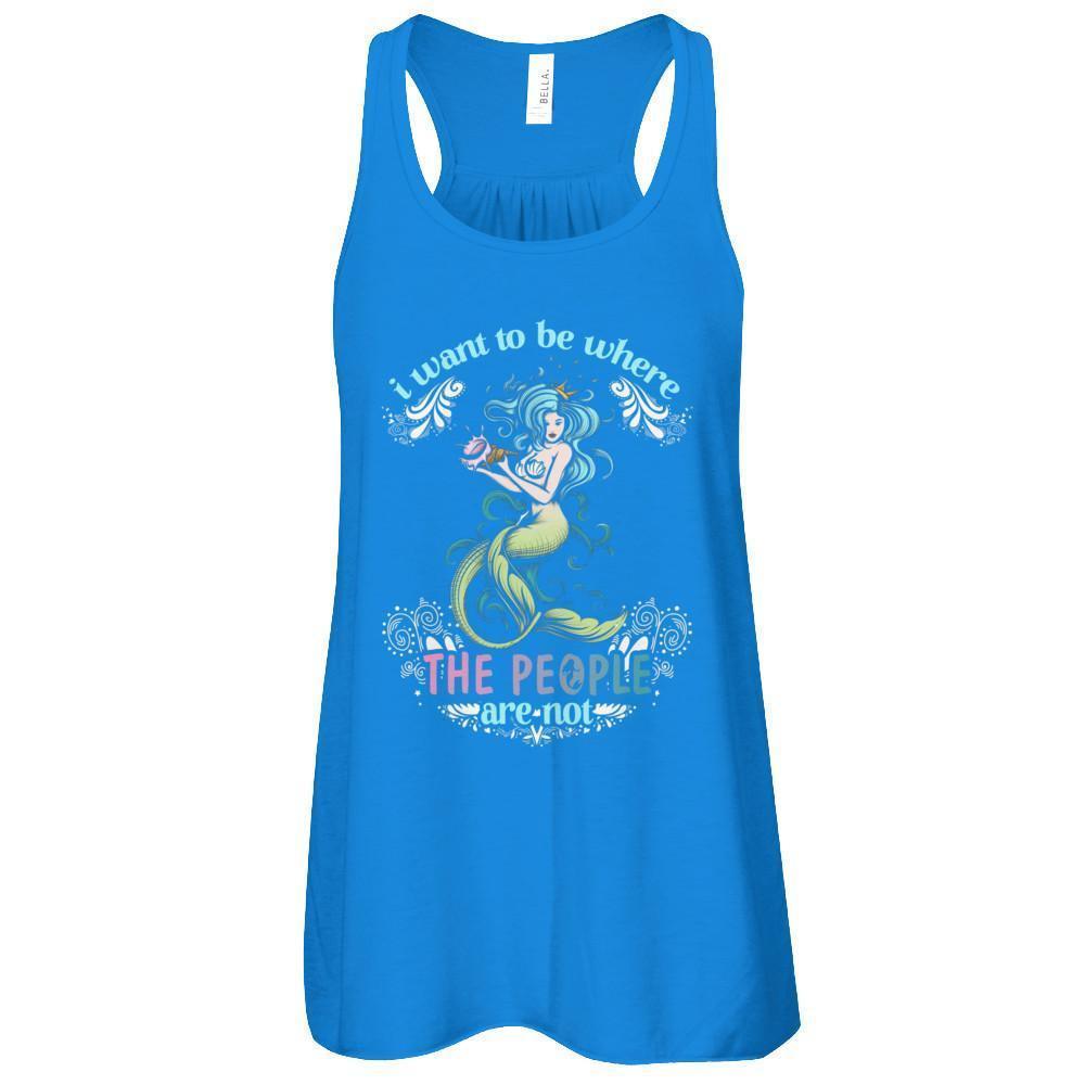 I Want To Be Where The People Are Not-T-Shirt & Tank Top-Women's Flowy Racerback Tank-True Royal