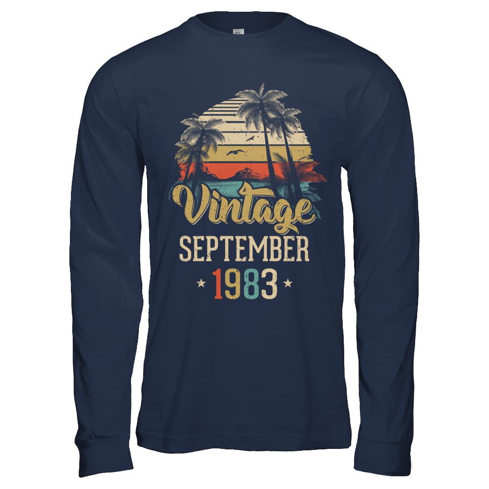 Retro Classic Vintage September 1983 38th Birthday Gift-T-Shirt & Hoodie-Long Sleeve T-Shirt-Navy