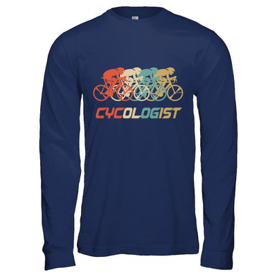 Vintage Cycologist Bicycle Funny Cycling-T-Shirt & Hoodie-Long Sleeve T-Shirt-Navy