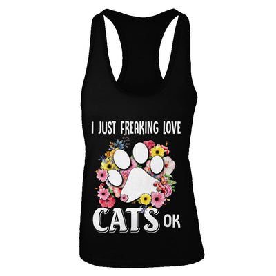 I Just Freaking Love Cats-T-Shirt & Tank Top-Women's Ideal Racerback Tank-Black