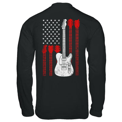Guitar American Us Flag Music Player-T-Shirt & Hoodie-Long Sleeve T-Shirt-Black