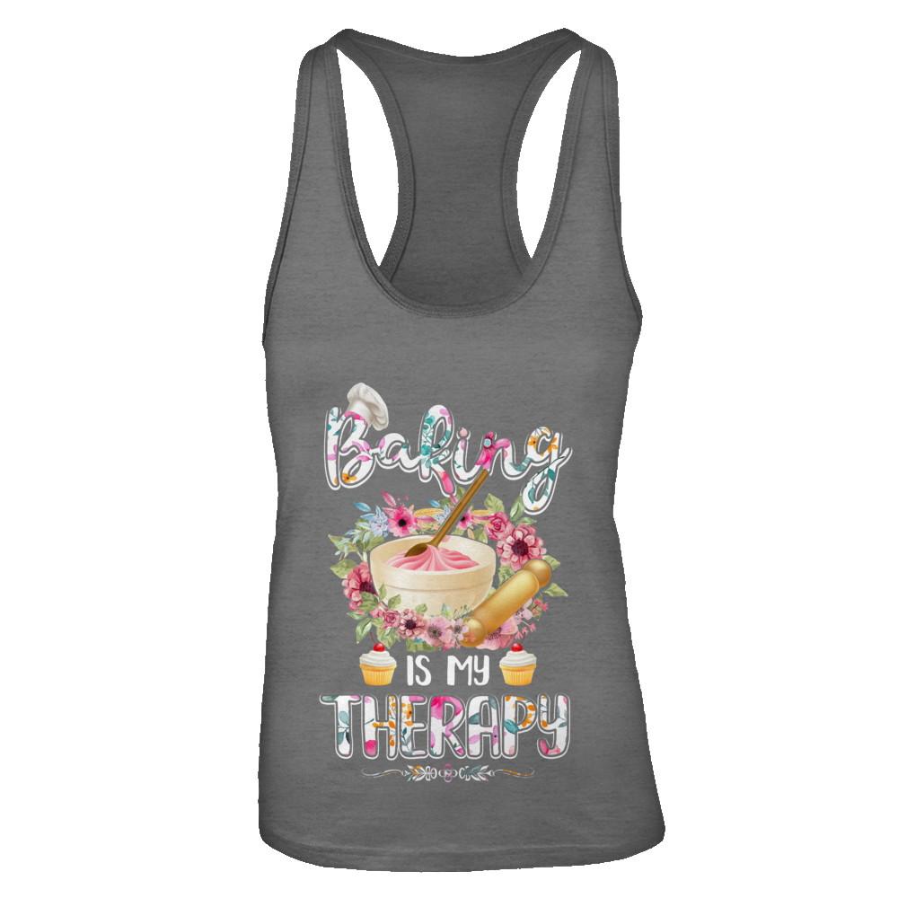 Baking Is My Therapy-T-Shirt & Tank Top-Women's Ideal Racerback Tank-Dark Grey
