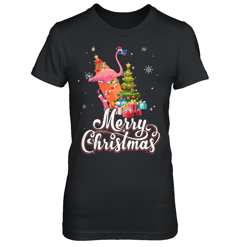 Flamingo Christmas Gift Merry Christmas Flamingo-T-Shirt & Sweatshirt-Women's T-Shirt-Black