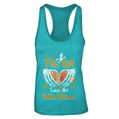 This Girl Love Her Dog Golden Retriever Halloween-T-Shirt & Tank Top-Women's Ideal Racerback Tank-Tahiti Blue