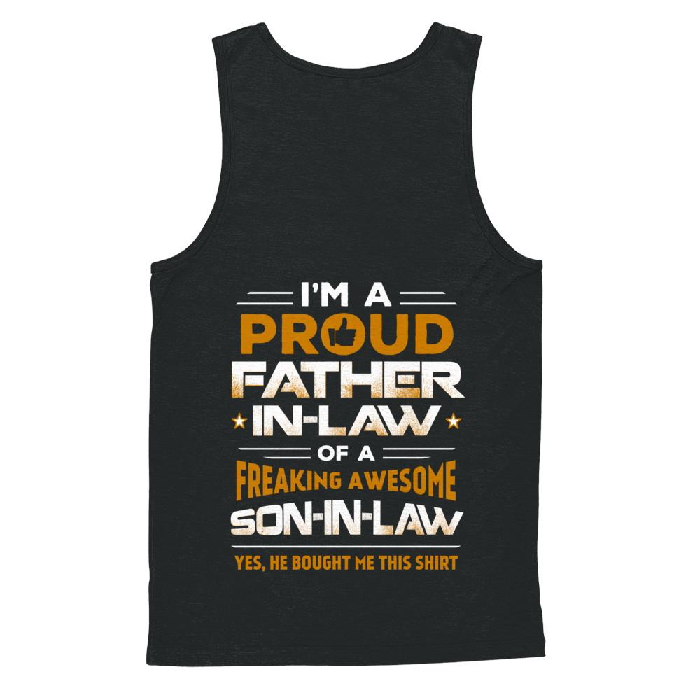 Proud Father In Law Freaking Awesome Son-In-Law Fathers Day-T-Shirt & Hoodie-Unisex Tank-Black