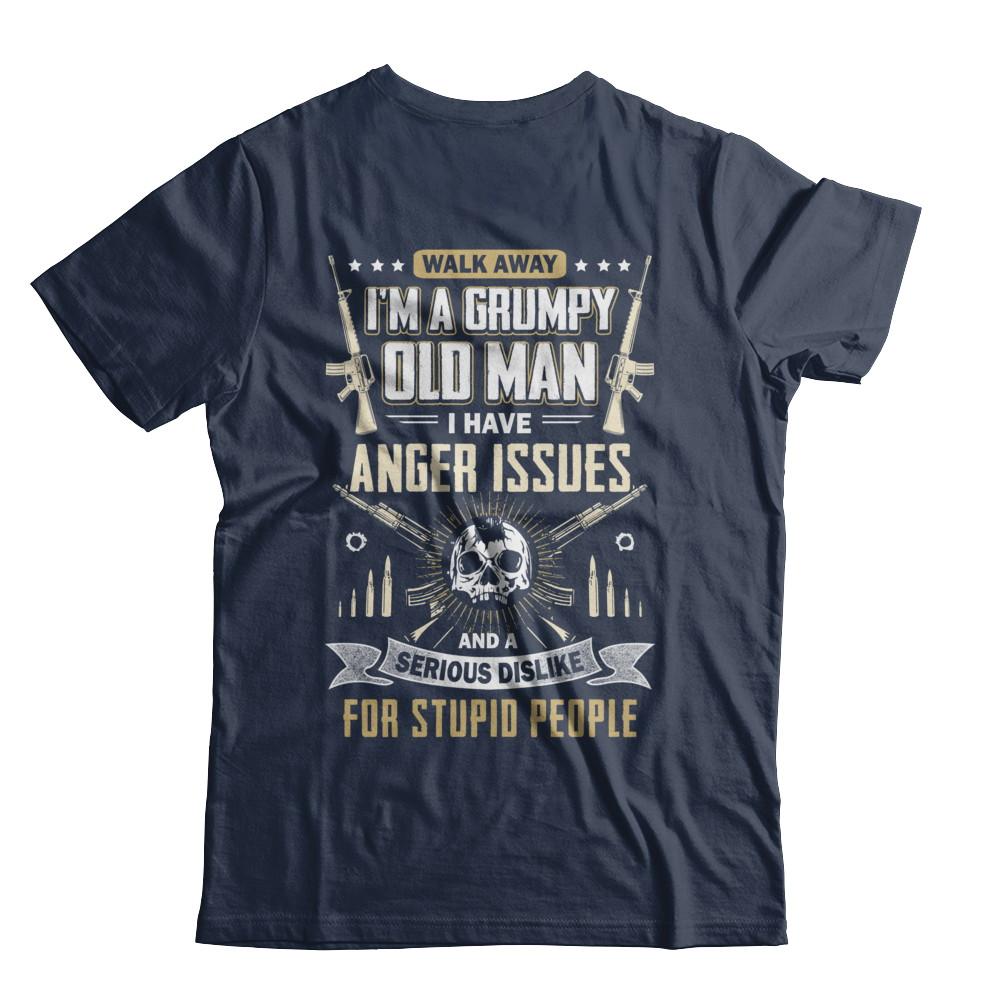 Walk Away I Am Grumpy Old Man I Have Anger Issues-T-Shirt & Hoodie-Classic T-Shirt-Navy