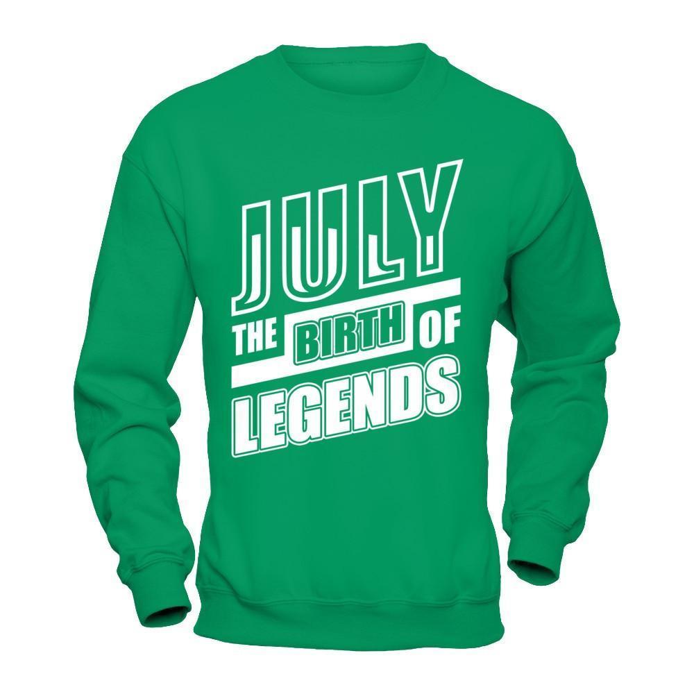 July The Birth Of Legends-T-Shirt & Hoodie-Crewneck Sweatshirt-Irish Green
