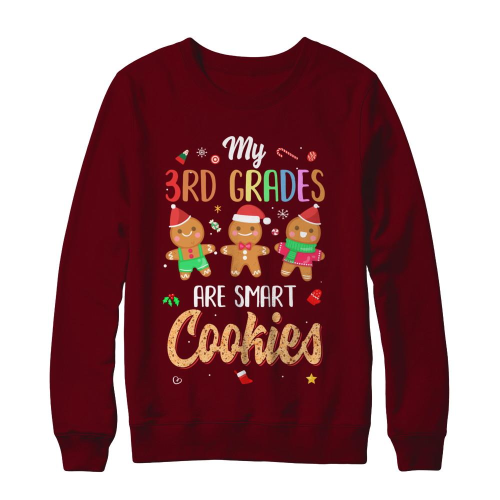 Teacher My 3th Graders Are Smart Cookies Christmas-T-Shirt & Sweatshirt-Crewneck Sweatshirt-Maroon