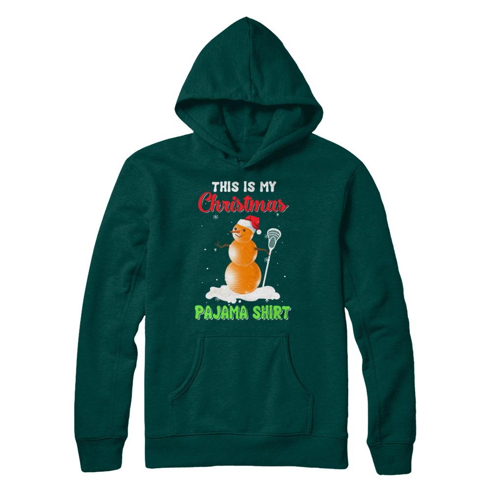 This Is My Christmas Pajama Xmas Snowman Lacrosse-T-Shirt & Sweatshirt-Pullover Hoodie-Deep Forest