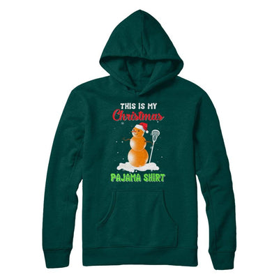 This Is My Christmas Pajama Xmas Snowman Lacrosse-T-Shirt & Sweatshirt-Pullover Hoodie-Deep Forest