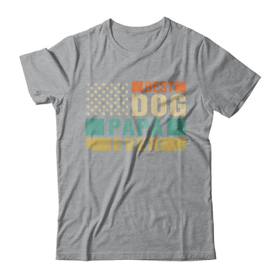 Vintage Retro BEST DOG PAPA EVER American Flag Fathers Day-T-Shirt & Hoodie-Classic T-Shirt-Sport Grey