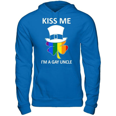 Kiss Me I'm A Gay Uncle Lgbt St Patrick's Day-T-Shirt & Hoodie-Pullover Hoodie-Royal