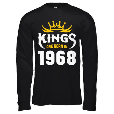 Kings Are Born In 1968 Birthday Gift-T-Shirt & Hoodie-Long Sleeve T-Shirt-Black