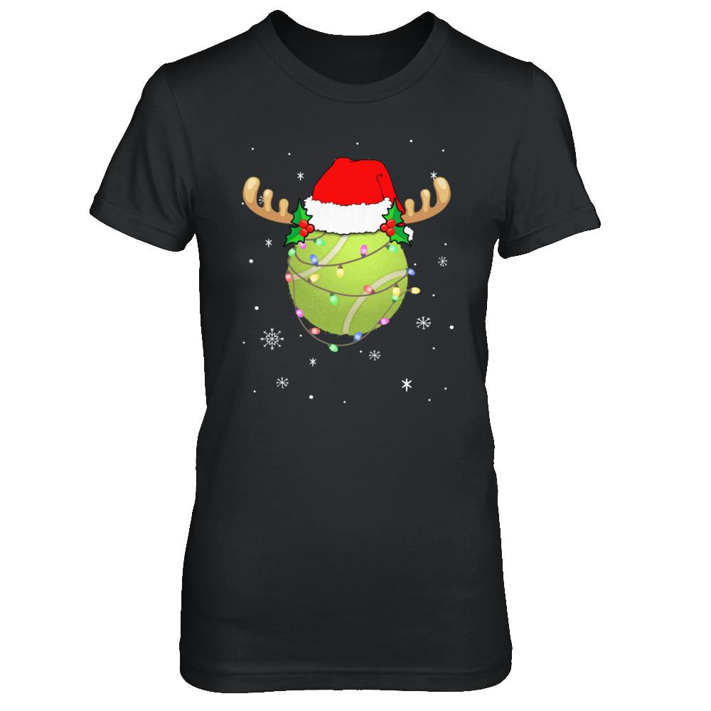 Santa Hat Tennis Reindeer Christmas Gifts-T-Shirt & Sweatshirt-Women's T-Shirt-Black