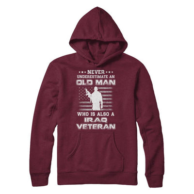 Never Underestimate An Old Man Iraq Veteran-T-Shirt & Hoodie-Pullover Hoodie-Maroon