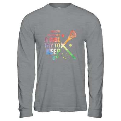 Yeah I Play Like A Girl Lacrosse Girl-T-Shirt & Hoodie-Long Sleeve T-Shirt-Sport Grey