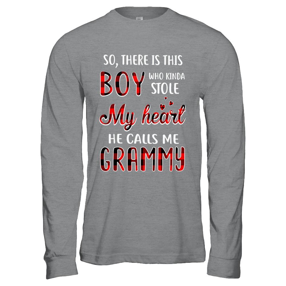 This Boy Who Kinda Stole My Heart He Calls Me Grammy-T-Shirt & Hoodie-Long Sleeve T-Shirt-Sport Grey