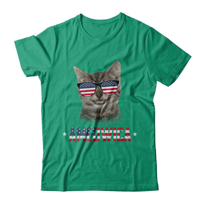 Ameowica 4Th Of July Party Meow Cat American Flag-T-Shirt & Hoodie-Classic T-Shirt-Kelly Green