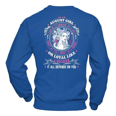 As An August Girl I Can Be Stubborn As A Mule-T-Shirt & Hoodie-Crewneck Sweatshirt-Royal