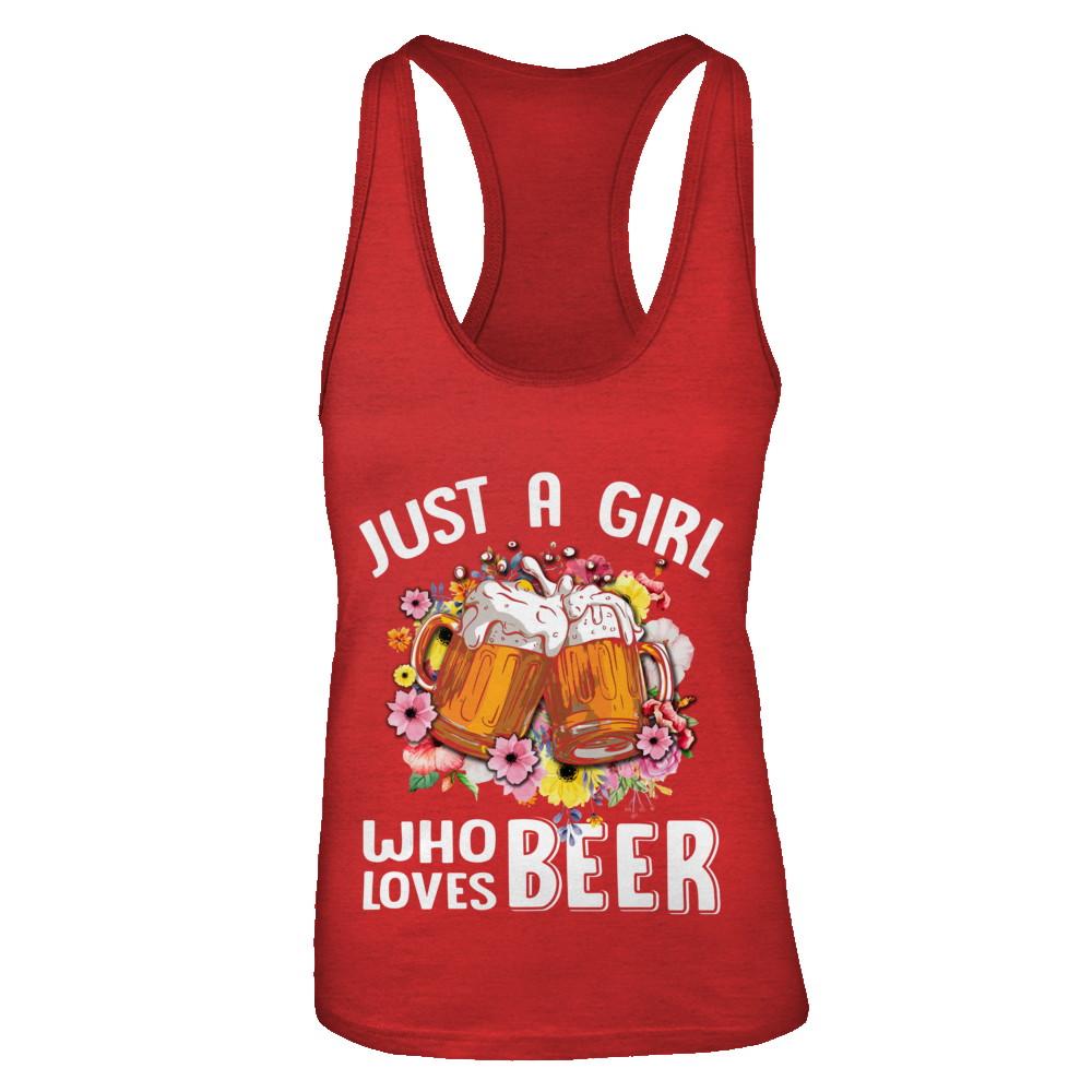 Just A Woman Who Loves Beer-T-Shirt & Tank Top-Women's Ideal Racerback Tank-Red