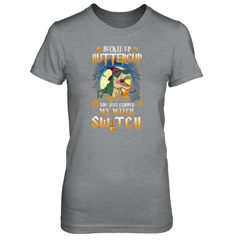 Buckle Up Buttercup Halloween Witch Dinosaur Costume-T-Shirt & Tank Top-Women's T-Shirt-Sport Grey