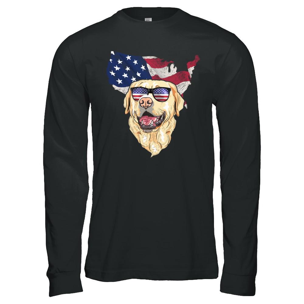 Funny Patriot Labrador Dog 4Th Of July American Flag-T-Shirt & Hoodie-Long Sleeve T-Shirt-Black