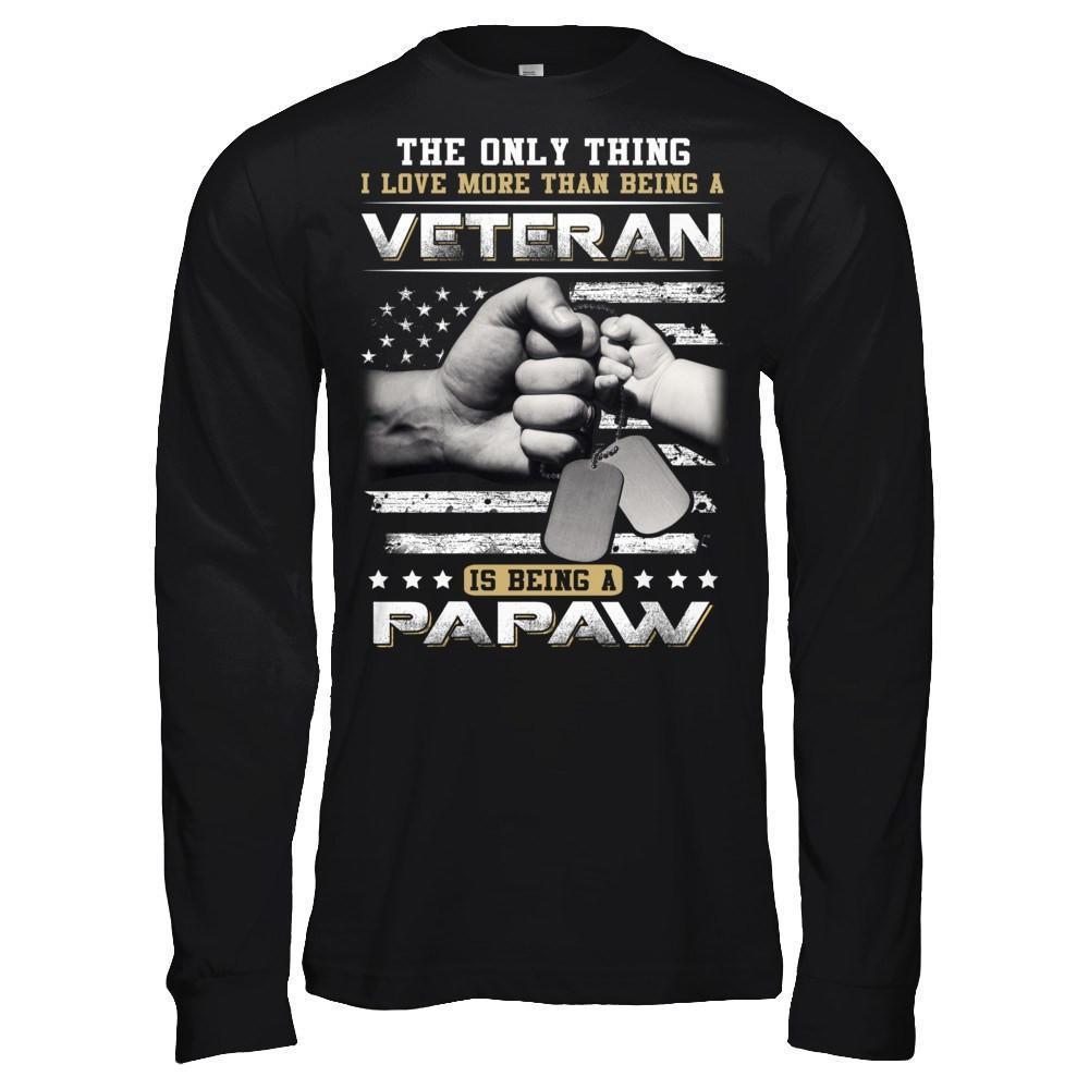 I Love More Than Being A Veteran Is Being A PaPaw-T-Shirt & Hoodie-Long Sleeve T-Shirt-Black