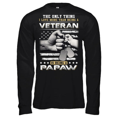 I Love More Than Being A Veteran Is Being A PaPaw-T-Shirt & Hoodie-Long Sleeve T-Shirt-Black