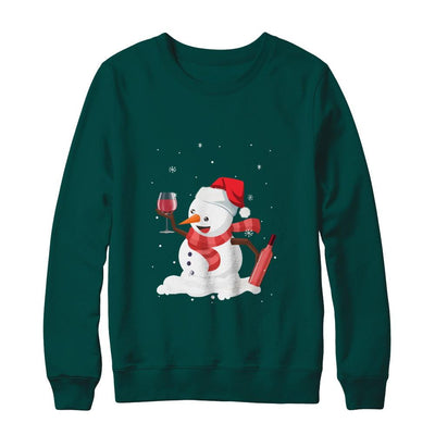 Snowman Wine Drinking Wine Lovers Christmas Gift-T-Shirt & Sweatshirt-Crewneck Sweatshirt-Deep Forest