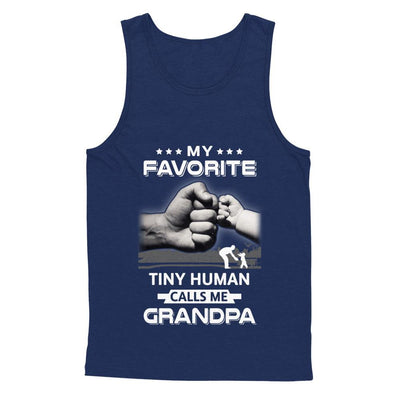 My Favorite Tiny Human Calls Me Grandpa-T-Shirt & Hoodie-Unisex Tank-Navy
