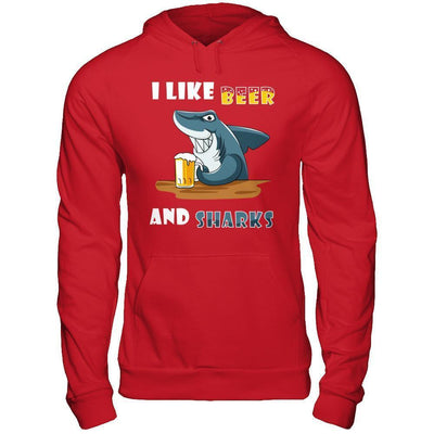 I Like Beer And Sharks-T-Shirt & Hoodie-Pullover Hoodie-Red