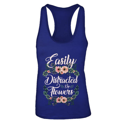 Easily Distracted By Flowers-T-Shirt & Tank Top-Women's Ideal Racerback Tank-Royal