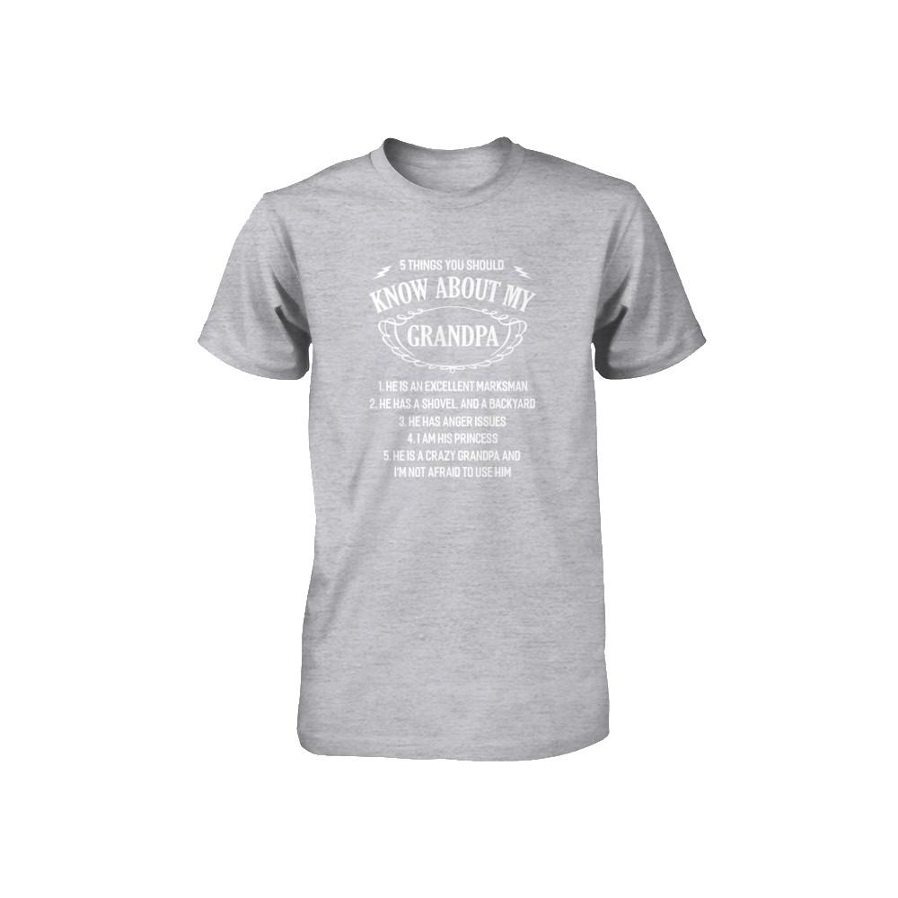 5 Things You Should Know About My Grandpa Youth-Youth Shirt-Youth T-Shirt-Athletic Heather