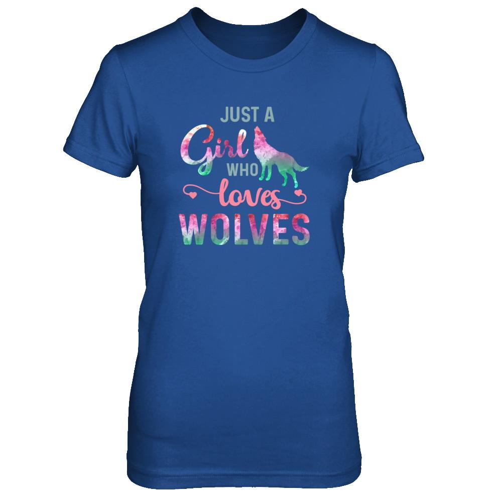 Just A Girl Who Loves Wolves Wolf Lover-T-Shirt & Tank Top-Women's T-Shirt-Royal
