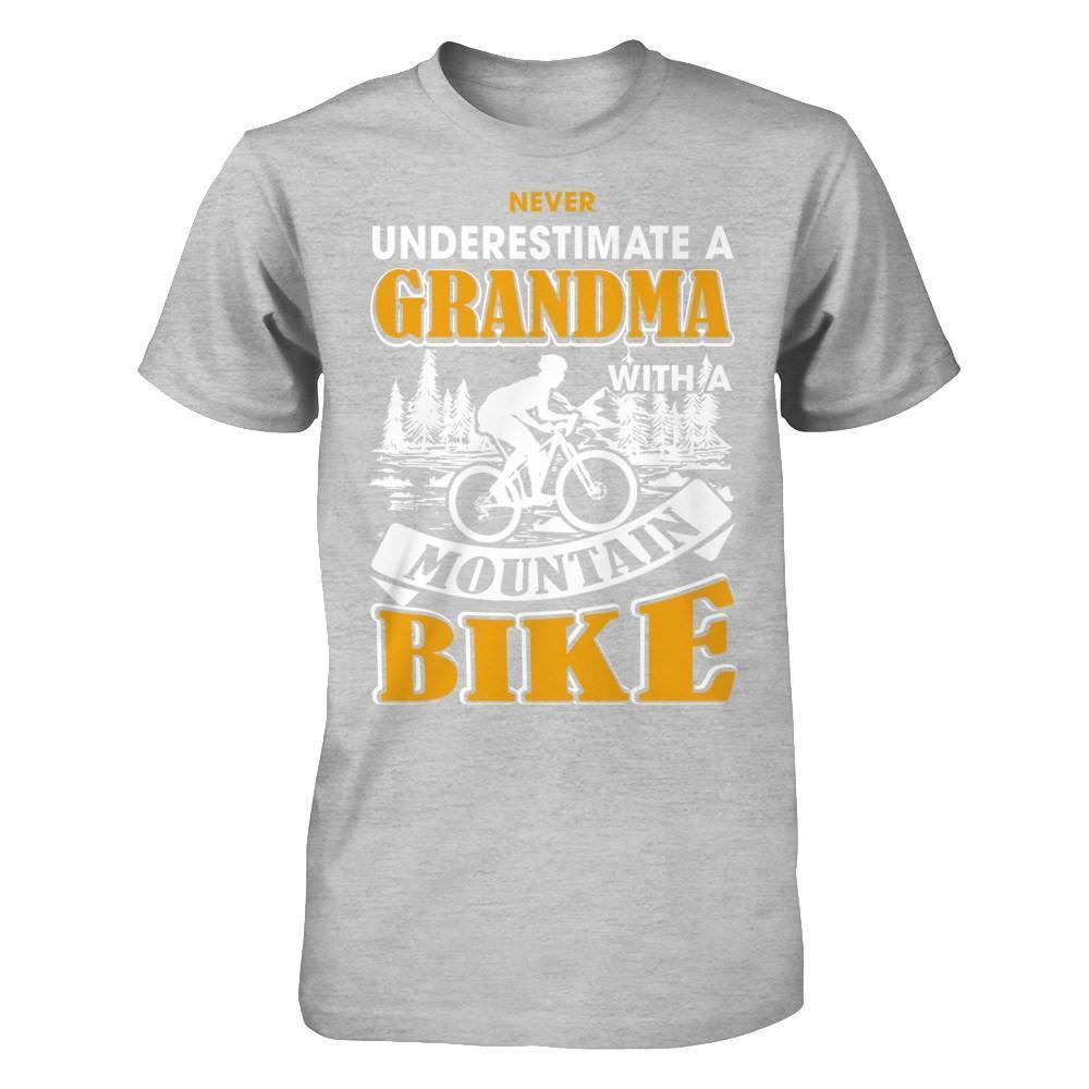 Never Underestimate A Grandma With A Mountain Bike-T-Shirt & Hoodie-Premium T-Shirt-Heather Gray