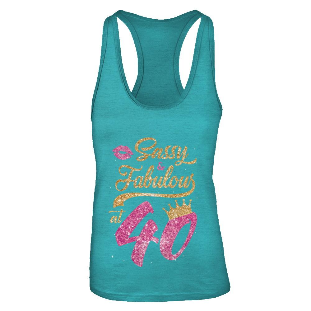 Sassy And Fabulous At 40th 1981 Birthday Gift-T-Shirt & Tank Top-Women's Ideal Racerback Tank-Tahiti Blue
