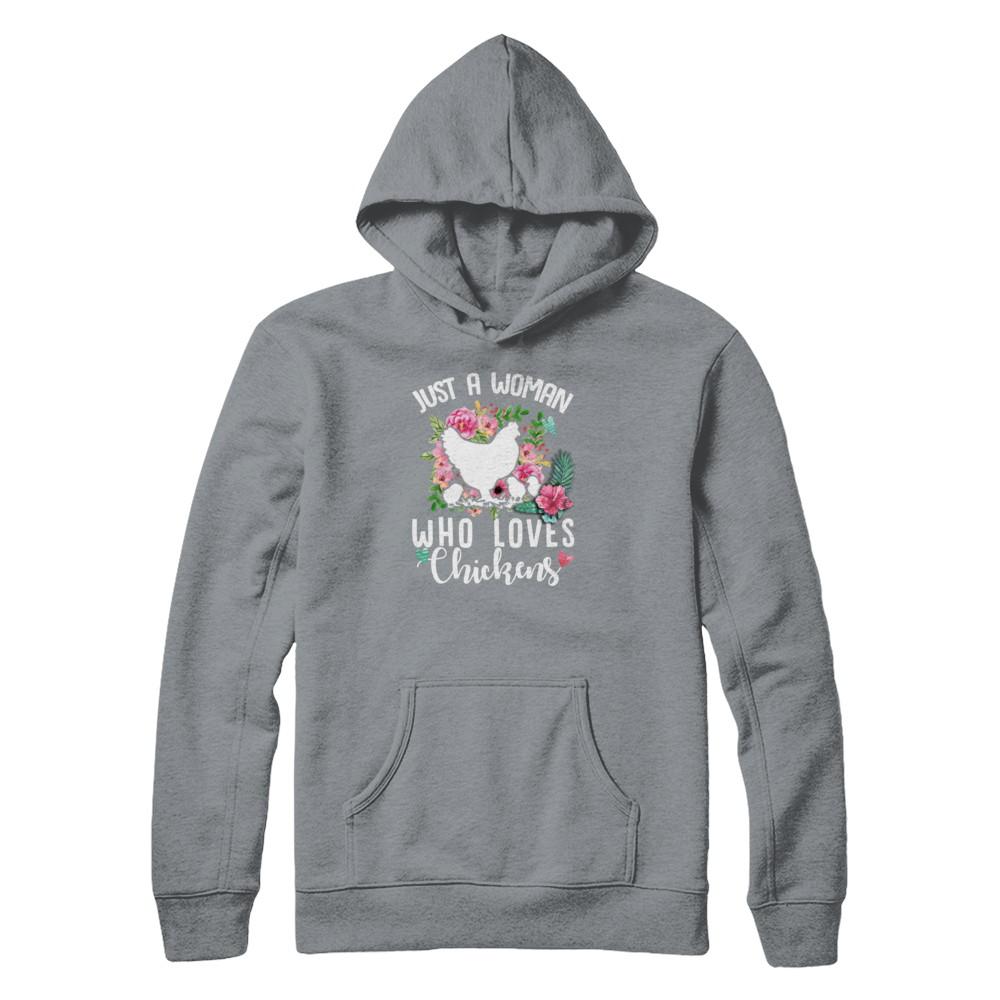 Just A Woman Who Loves Chickens-T-Shirt & Tank Top-Pullover Hoodie-Light Steel