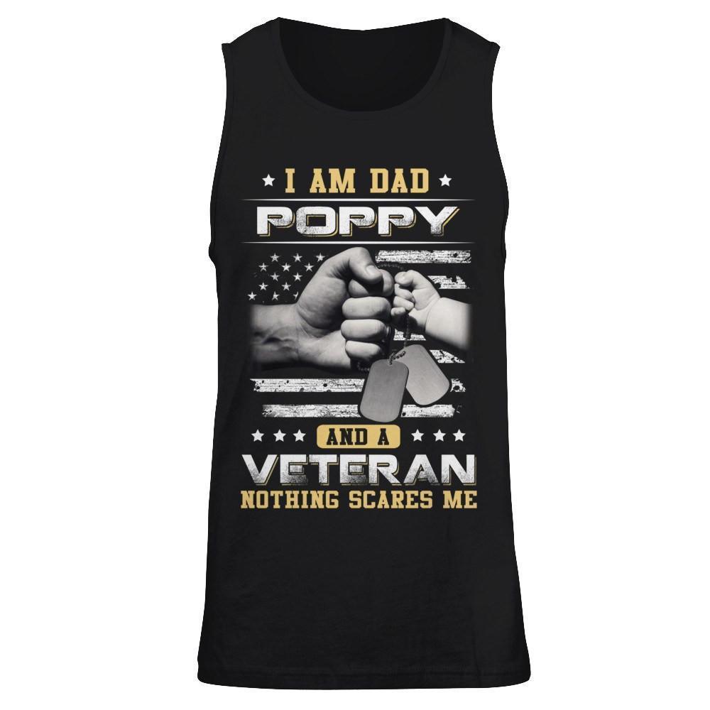 I'm A Dad Poppy And A Veteran Nothing Scares Me-T-Shirt & Hoodie-Unisex Tank-Black