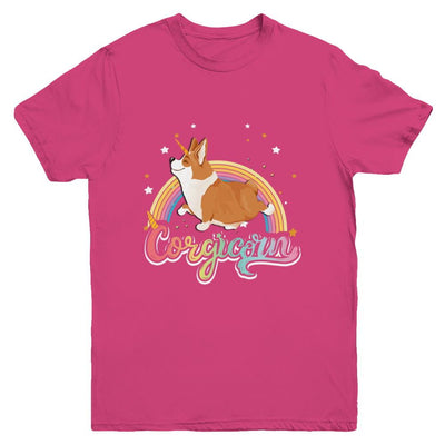 Corgicorn Corgi Unicorn Kids Space Galaxy Rainbow Youth-Youth Shirt-Youth T-Shirt-Heliconia