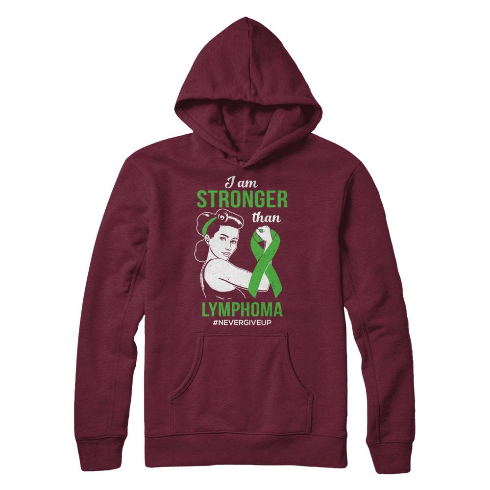I Am Stronger Than Lymphoma Awareness Support-T-Shirt & Hoodie-Pullover Hoodie-Maroon