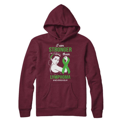 I Am Stronger Than Lymphoma Awareness Support-T-Shirt & Hoodie-Pullover Hoodie-Maroon