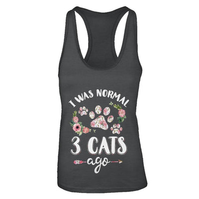 I Was Normal Three Cats Ago-T-Shirt & Tank Top-Women's Ideal Racerback Tank-Black