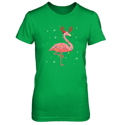 Santa Hat Flamingo Reindeer Christmas Gifts-T-Shirt & Hoodie-Women's T-Shirt-Irish Green