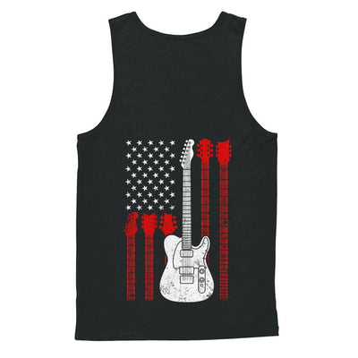Guitar American Us Flag Music Player-T-Shirt & Hoodie-Unisex Tank-Black