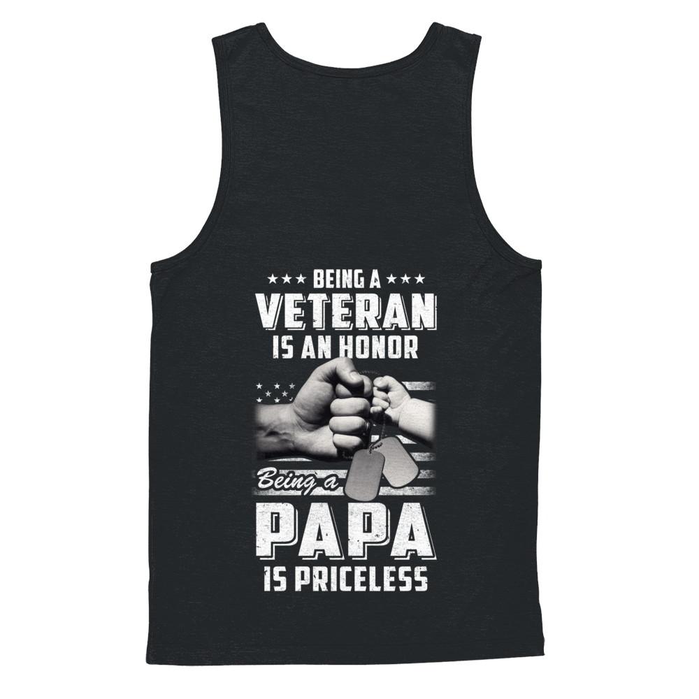Being A Veteran Is An Honor Being A Papa Is Priceless-T-Shirt & Hoodie-Unisex Tank-Black
