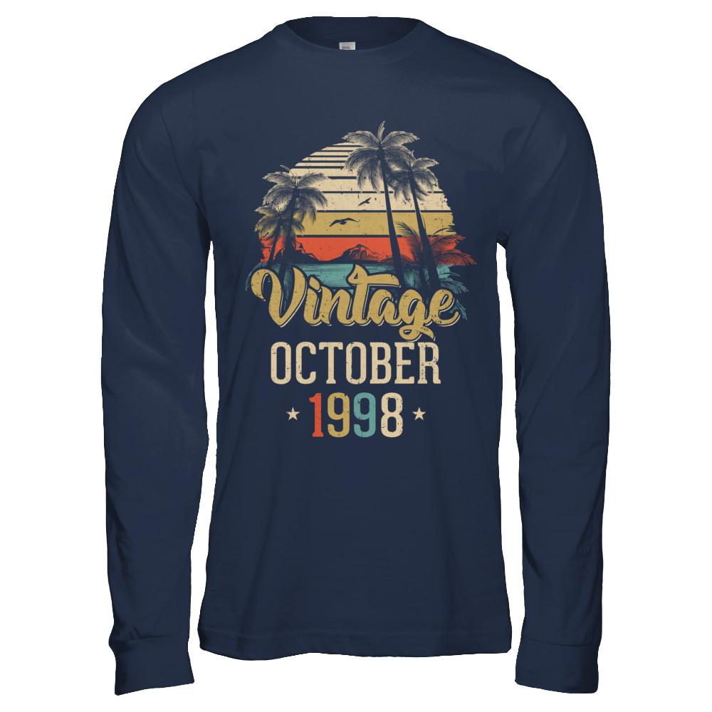Retro Classic Vintage October 1998 23th Birthday Gift-T-Shirt & Hoodie-Long Sleeve T-Shirt-Navy